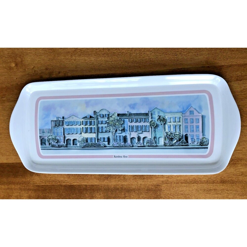 Charleston SC Rainbow Row Melamine Plastic Serving Storage Tray Souvenir